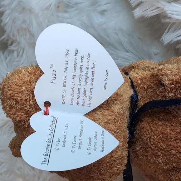 Ty Beanie Baby FUZZ Teddy Bear - Retired Vintage Collectible - Picture 8 of 9